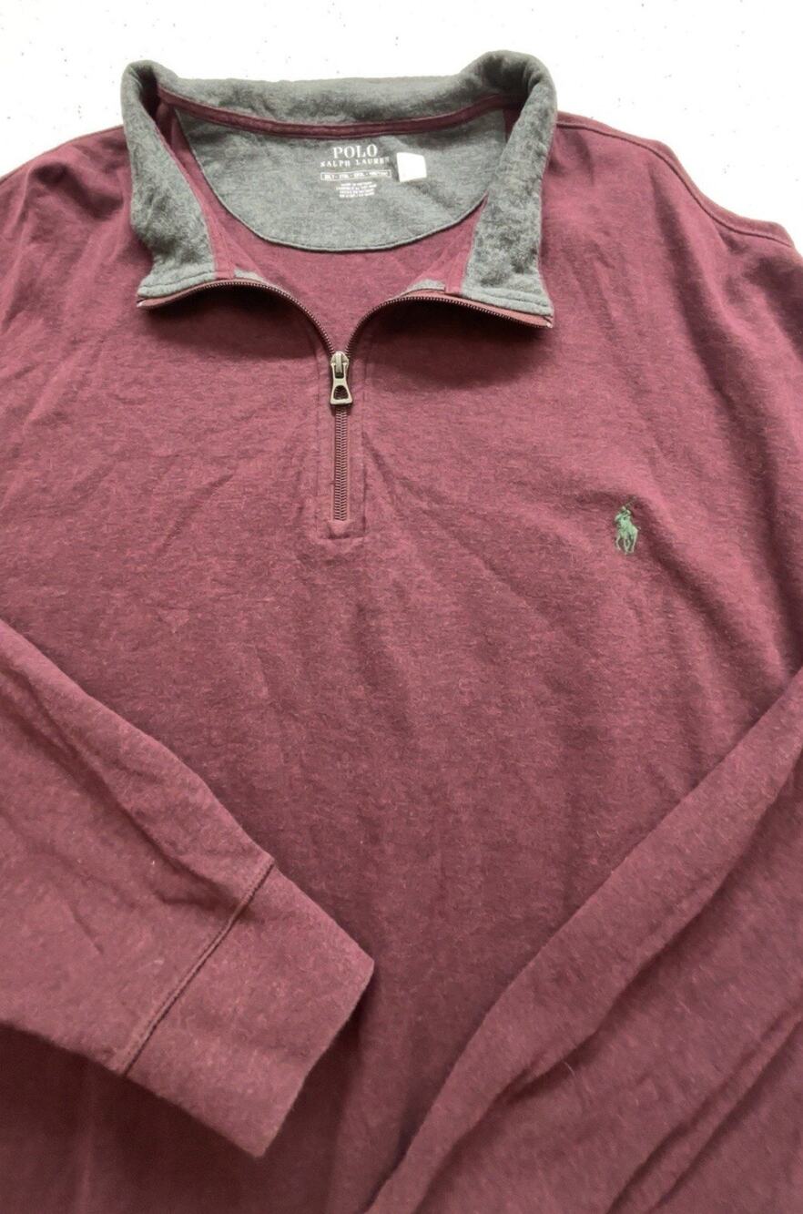 Polo Ralph Lauren 1/4 Zip Pullover Sweatshirt Mens 2XLT Big & Tall Burgundy Red